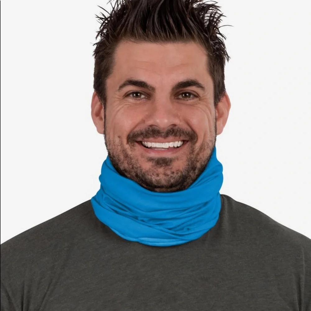 FOCO NFL CAROLINA PANTHERS BIG LOGO NECK GAITER SCARF BLACK BLUE OS UNISEX NWT